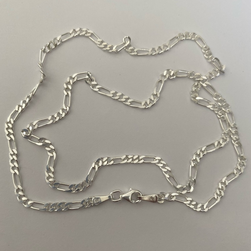 925 Silver 22.5” 3mm necklace 22.5 inch figaro chain Unisex